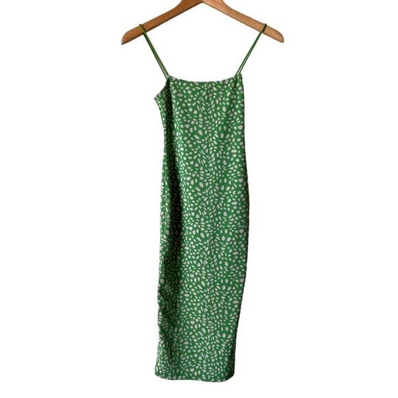 Zara Jacquard Green Dress Size Small - Picture 4 of 7